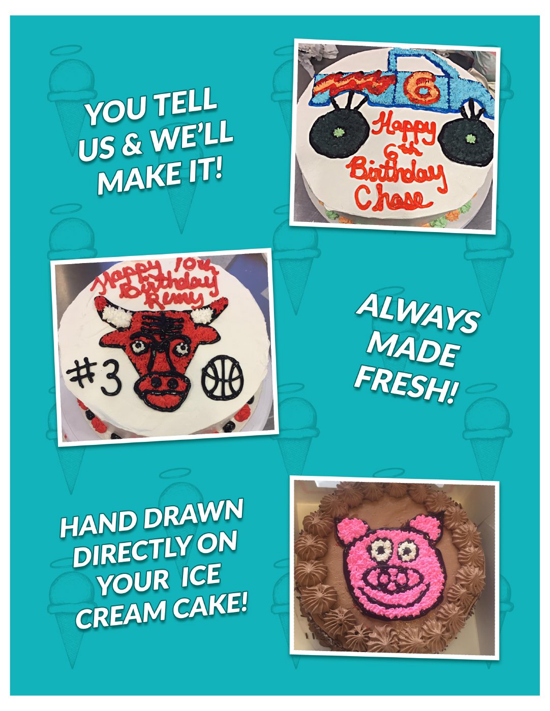 Page 7: Hand-drawn cake designs